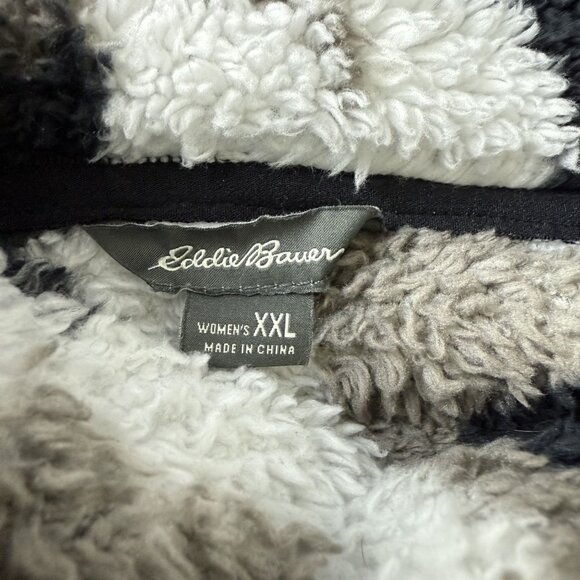 Eddie Bauer Sherpa Fleece Pullover Jacket Womens XXL Quarter-Zip Camouflage - Picture 4 of 9